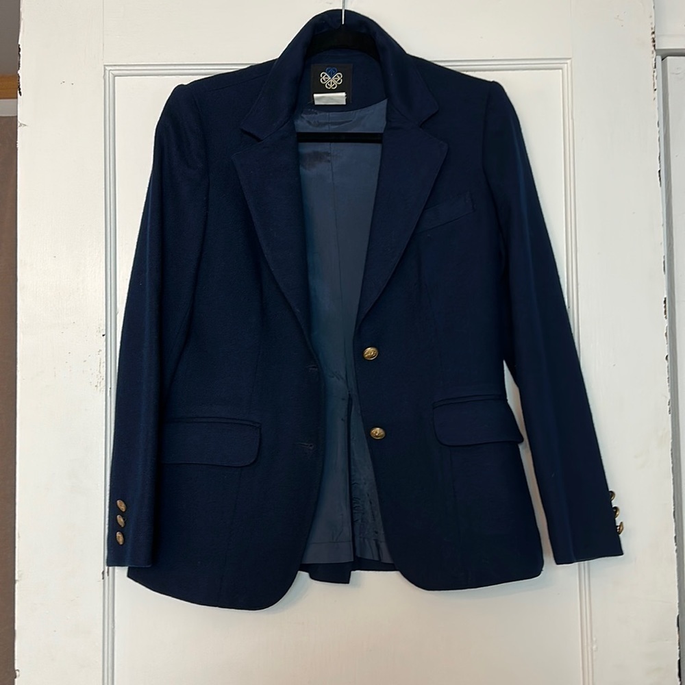 Vintage Panther 100% Wool Navy Blazer Gold Crest Buttons Preppy 7/8